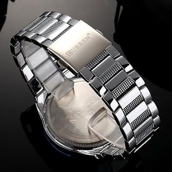 Curren 8276 Original Brand Stainless Steel Band Wrist Watch For Men / Silver