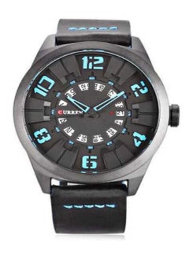 Curren 8258 Water Resistant Analog Watch for Men - Black