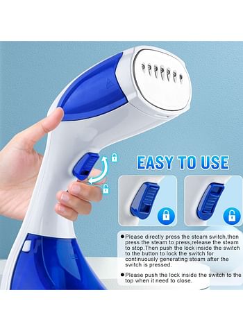 Portable Handheld Cloth Steamer 200ml Big Capacity 1100W Strong Penetrating Steam Removes Wrinkle for Home Office and Travel