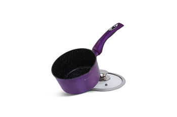 EDENBERG 15 Piece Metallic Purple Forged Cookware Set| Stove Top Cooking Pot| Cast Iron Deep Pot| Butter Pot| Chamber Pot with Lid| Deep Frypan