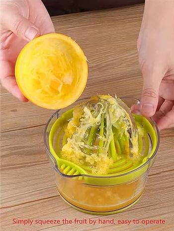 4 In 1 Multi-functional Manual Juicer Citrus Juicer Lemon Orange Juicer Manual Hand Squeezer with Built-In Measuring Cup and Grater