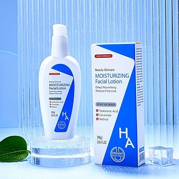 Facial Moisturizing Lotion With Hyaluronic Acid, Ceramide And Retinol - Oil-Free Face Moisturizer - 90g