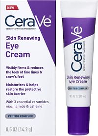 كريم CeraVe Eye Cream للتجاعيد أسفل العين مع الكافيين والببتيدات والمجاني واختباره من قبل أطباء العيون ، 0.5 أونصة (عبوة من 1)