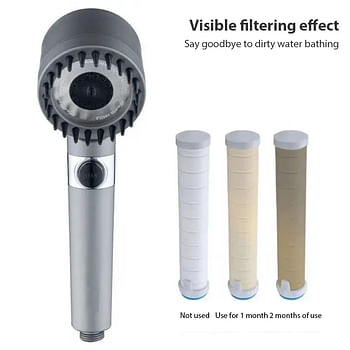 Generic New 3 Modes Adjustable Shower Head 4 In 1 Massage Shower High Pressure Water Saving One-Key Stop Spray Nozzle Bathroom