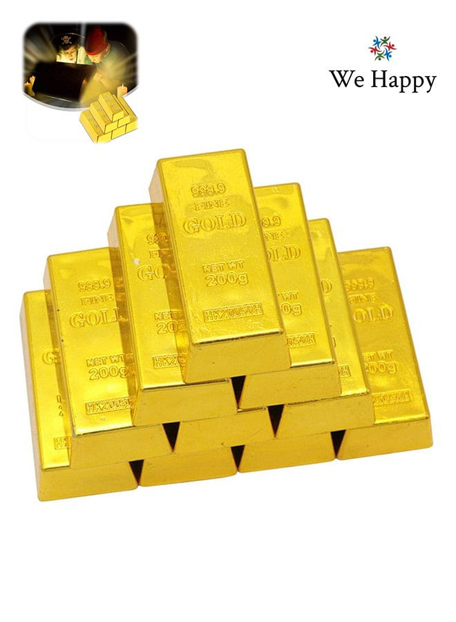 We Happy Fake Gold Bar Toy Party Activity Props Home Décor Paperweight Door Stop for Children (Pack of 6)