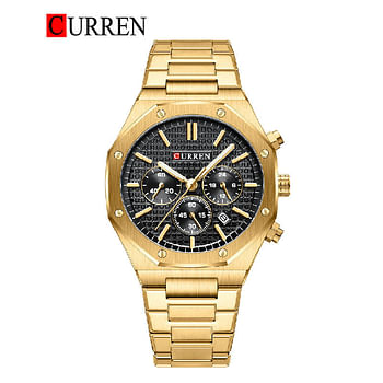 Curren 8440 Original Brand Stainless Steel Band Wrist Watch For Men Gold/Black