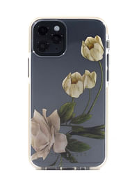 Ted Baker iPhone 12 Mini Anti-Shock Floral Case - Elegant Drop Protection Cover, TPU Bumper, Wireless Charging Compatible, Women/Girls Phone Case - ElderFlower Clear