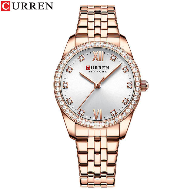 CURREN 9086 Original Brand Stainless Steel Band Wrist Watch For Women With Box