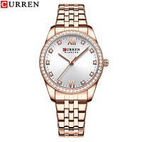 CURREN 9086 Original Brand Stainless Steel Band Wrist Watch For Women With Box