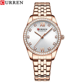 CURREN 9086 Original Brand Stainless Steel Band Wrist Watch For Women With Box