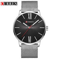 CURREN 8238 Original Brand Stainless Steel Band Wrist Watch For Men silver