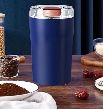 Coffee Grinder Electric and Spice Grinder, 350ml Large Capacity Coffee Bean Grinder, 200W Powerful Dry and Wet Grinder for Nuts, Flax Seeds, Herbs, Peanuts, Grains, Portabl Compact - 6 Blades
