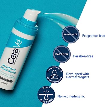 CeraVe Resurfacing Retinol Serum for Post-Acne Marks, Pores and Skin Texture | Brightening Facial Serum with Retinol and Niacinamide - 30 ml