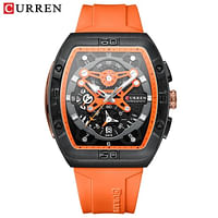 CURREN Original Brand Rubber Straps Wrist Watch For Men 8443 Orange
