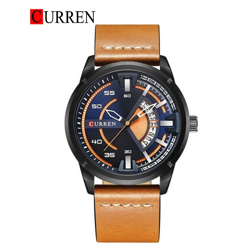 CURREN 8298 Young Vogue Design Wrist Watch Hot Fashion Creative Dial Quartz Men Watches Leather Strap Male Clock Montre Homme Brown/Black
