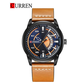 CURREN 8298 Young Vogue Design Wrist Watch Hot Fashion Creative Dial Quartz Men Watches Leather Strap Male Clock Montre Homme Brown/Black