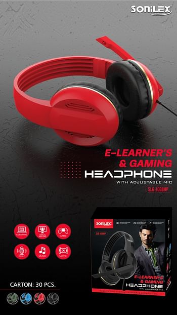 SONILEX SLG-1038HP Wireless Gaming Headphone with Mic Over Ear for for Games E-Learning Virtual Meeting