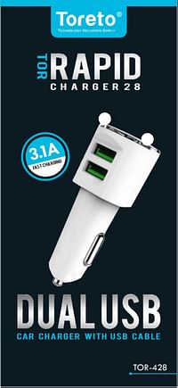 Dual USB Car Charger With USB  Cable Toreto-428