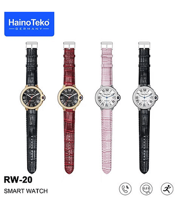 Haino Teko Germany RW20 Diamond edition classic Round smartwatch with Two set strap for women's and Girls Red