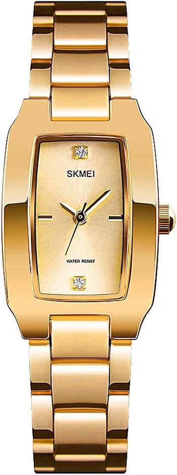 SKMEI Women Watches Quartz with Stainless Steel Band Fashion Casual Waterproof Wristwatch for Women Girls Ladies(Gold)