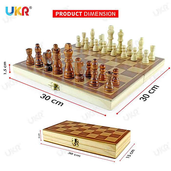 BERRY Chess Wooden Traditional Board Game Compact 12 inch Classic Set Gift for Kids