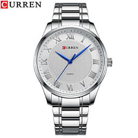 Curren 8409 Original Brand Stainless Steel Band Wrist Watch For Men / Silver