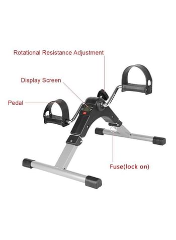 Portable Pedal Exerciser - Arm & Leg Exercise Peddler Machine -  Fitness Equipment for Seniors and Elderly - Folding Exercise Bike - Silver/Black