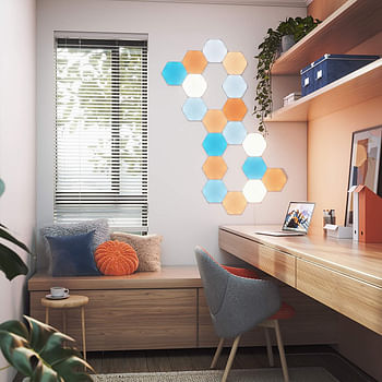 Nanoleaf SHAPES Hexagons Starter Kit - Smart WiFi LED Panel System w/ Music Visualizer, Instant Wall Decoration, Home or Office Use, 16M+ Colors, Low Energy Consumption - White - 15 packs