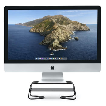 حامل شاشة Twelve South CURVE RISER - حامل سطح مكتب مريح مع رف تخزين ، لأجهزة Apple iMac و iMac Pro وشاشات العرض مع قاعدة 10 بوصات - أسود غير لامع