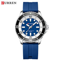 Curren 8448 Men's Quartz Watch Silicone Strap Fashion Sports Waterproof / Blue