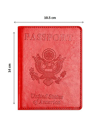 We Happy Travel Passport ID Card Wallet Holder Cover RFID Blocking Leather Purse Case USA Red