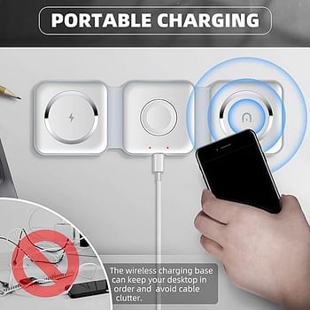 Magnetic Foldable Ultra-Thin Mobile Phone Watch Stand Charger 15W Fast QI Magnetic 3 in 1 Wireless Charger For Apple iPhone 14/13 Apple Watches & Airpods