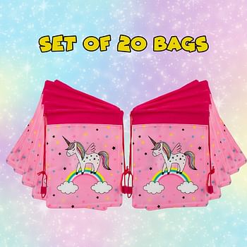 Drawstring Character Bags Pack of 10-Unicorn