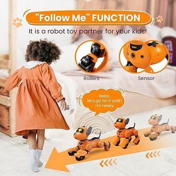 Ukr Robot Dog Toy Intelligent Smart Puppy Orange