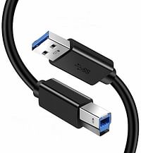 كابل طابعة USB 3.0 نوع A ذكر إلى نوع B ذكر (5KL2E22501)، معدل نقل بيانات 5 جيجابت في الثانية، مادة PVC 1.5 متر - أسود