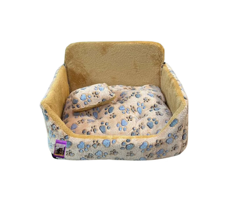 Coco Kindi Peach Color Paw Printed Bb Fur Dog Bed -50x40x35cm