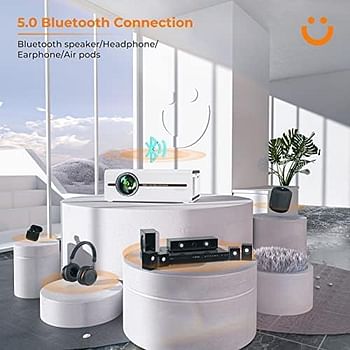 YABER V5 Mini Projector, 5G WIFI Bluetooth Projector 1080P Full HD Supported , 8000L Lumen Portable Projector with Synchronize Screen & Zoom for TV Stick/PC/Android iOS Phone (Bag and Tripod included)