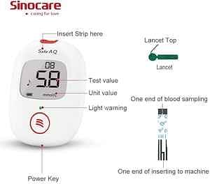 SINOCARE Safe AQ Voice Blood Glucose Monitoring System With 50 test strips And 50 Lancets