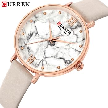 CURREN 9045 Creative Colorful Watches for Women Casual Analogue Quartz Leather Wristwatch Ladies Style Pink