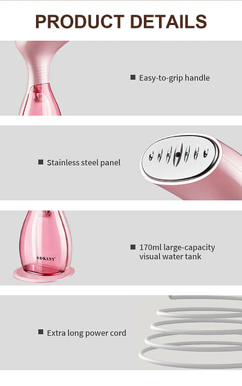 sokany SK-3061 handy steamer New design handheld professional garment steamer travel steamer with Electric Iron Pink