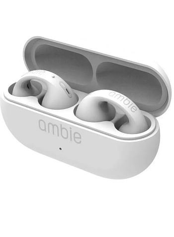 Ambie Sound Earcuffs AM-TW01 Bunching Earphones Bluetooth Waterproof Fully Wireless Comfortable To Wear/Full Compatibility Ear-clip Type Wearing Large-Capacity Charging HF Level Sound Quality - White