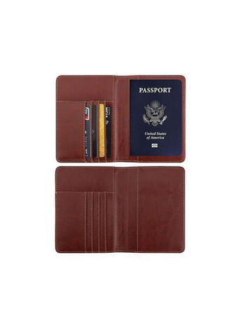 We Happy Travel Passport ID Card Wallet Holder Cover RFID Blocking Leather Purse Case USA Brown