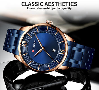 CURREN 8356 Luxury Business Male Stainless Steel Band Date Clock Fashion Quartz Watches For Men