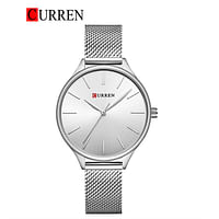 CURREN 9024 Original Brand Stainless Steel Band Wrist Watch For Women Silver