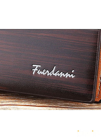 Men Leather Wallet Durable Bifold Design with Multiple Card Slots Dark Brown