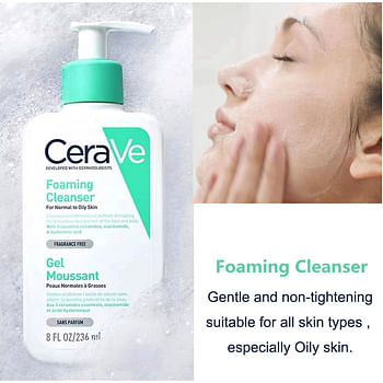 CeraVe Foaming Cleanser For Normal To Oily Skin With Hyaluronic Acid 236ml