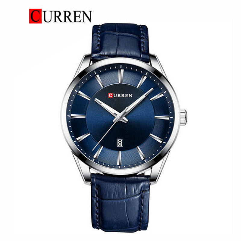 Curren 8365-CHBLU-BLU Leather Band Men's Watch