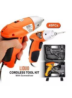 45-Piece Liduo Cordless Tool Kit With Screwdriver Black / Orange