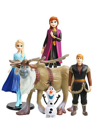 5 Pieces Snow Action Figures Birthday Cartoon Cake Topper Set Home Decor Mini Toys For Kids Theme Party Supplies