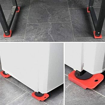 Furniture Lifter Mover Tool Set and 4 pcs 3.9"x3.15" Furniture Slides Kit, Furniture Move Roller Tools, 360 Degree Rotatable Pads, Suitable for Sofas, and Refrigerators